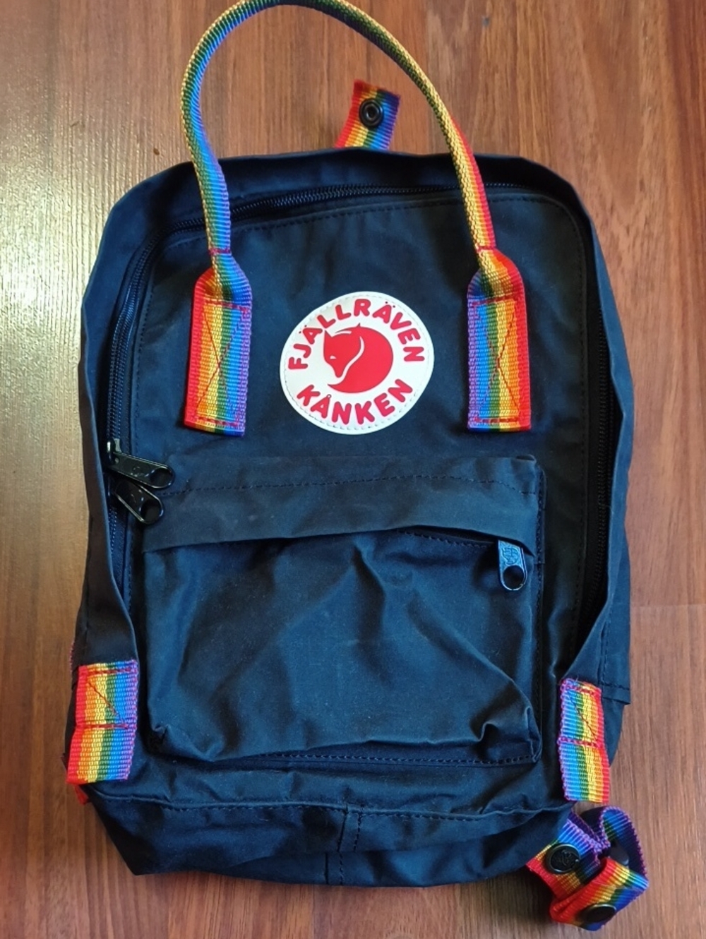 Mini Black Backpack with Rainbow Handles
